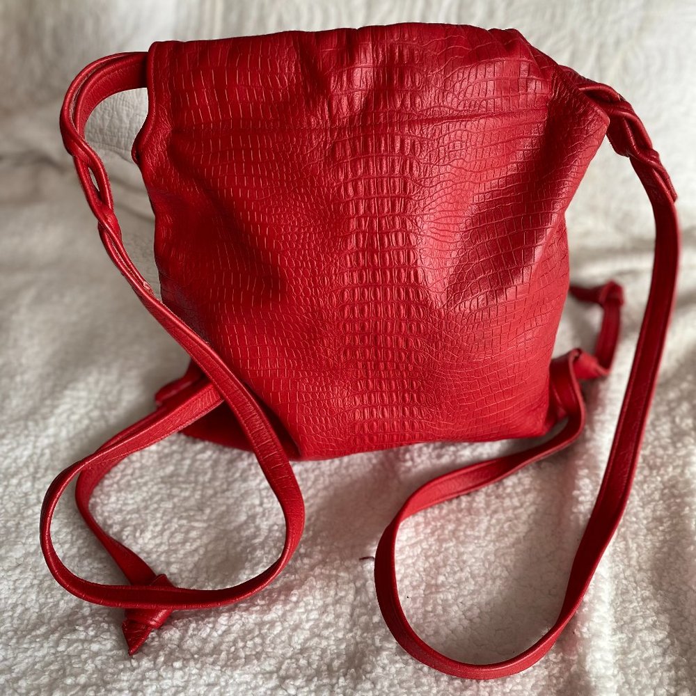 Red Leather Back Pack Purse With Adjustable Straps - image 1